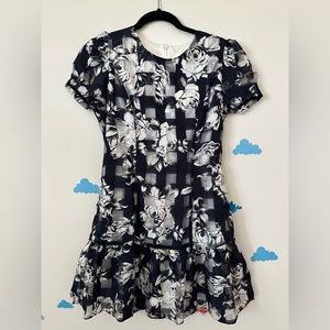 Korean fashion dress summer US Size XS or S floral blue white navy Casual